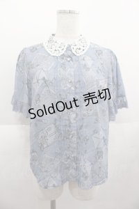 axes femme POETIQUE / プリュムプリントレース襟ブラウス  ブルー I-25-07-06-005-AX-TO-HD-ZI