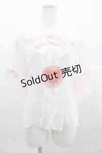 BABY,THE STARS SHINE BRIGHT / シフォン５分袖ブラウス  ピンク I-25-07-09-001-BA-BL-HD-ZI