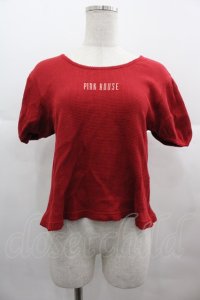 PINK HOUSE / ロゴ刺繍半袖トップス  赤 I-25-07-09-054-LO-TO-HD-ZI