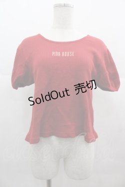画像1: PINK HOUSE / ロゴ刺繍半袖トップス  赤 I-25-07-09-054-LO-TO-HD-ZI