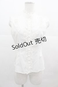 Mary Magdalene / ピンタックハイネックノースリーブブラウス  白 I-25-07-09-007-CL-BL-HD-ZI