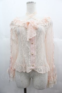 画像1: BABY,THE STARS SHINE BRIGHT / Be My Valentine お花レースアップブラウス  ピンク総レース I-25-07-09-008-BA-BL-HD-ZI