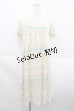 画像1: Franche Lippee / ねこ柄半袖カットワンピース  アイボリー I-25-07-09-079-LO-OP-HD-ZI