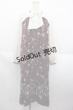 画像1: axes femme / ビスチェ切替Aライン花柄ワンピース  アイボリーＸボルドー I-25-07-09-089-AX-OP-HD-ZI