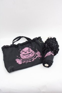 画像1: Angelic Pretty / オリジナルメモリアルケーキ折りたたみ傘  黒ｘピンク I-25-07-09-124-AP-ZA-HD-ZI