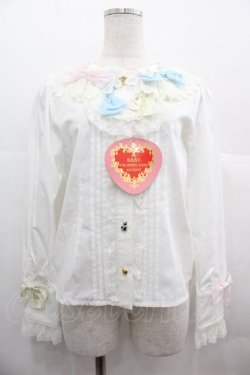 画像1: BABY,THE STARS SHINE BRIGHT / Garden Flowerブラウス  白ＸピンクＸ青 I-25-07-09-015-BA-BL-HD-ZI