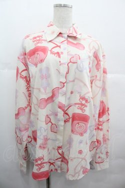 画像1: To Alice / 電話柄シャツ  アイボリーＸピンク I-25-07-09-020-LO-BL-HD-ZI