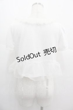 画像2: E hyphen world gallery / リボンガーター半袖カットソー  白 I-25-07-09-029-LO-TO-HD-ZI