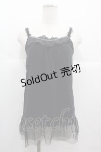 axes femme / 裾ドットチュールキャミソール  黒 I-25-07-09-037-AX-TO-HD-ZI