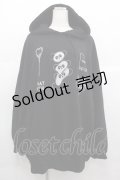 Candy Stripper / WHATEVER HOODIE  黒Ｘ白 I-25-07-09-043-PU-TO-HD-ZI