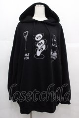 Candy Stripper / WHATEVER HOODIE  黒Ｘ白 I-25-07-09-043-PU-TO-HD-ZI