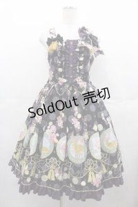 metamorphose / 花鹿の万華鏡 ジャンパースカート&リボンクリップセット 1 黒ｘ紫 I-25-07-16-039-ME-OP-HD-ZI