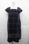 画像1: Jane Marple / タータンチェック半袖ワンピース  黒Ｘ赤Ｘ緑 I-25-07-16-054-JM-OP-HD-ZI (1)