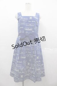 Jane Marple / ロゴプリントスクエアドレス  青 I-25-07-16-056-JM-OP-HD-ZI