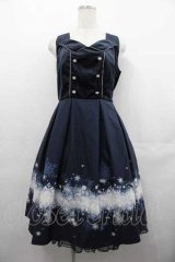 axes femme POETIQUE / スノークリスタルノースリワンピース  ネイビー I-25-07-16-068-AX-OP-HD-ZI