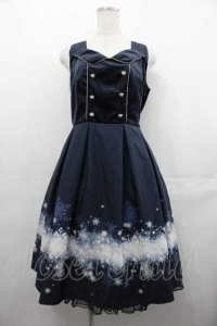 axes femme POETIQUE / スノークリスタルノースリワンピース  ネイビー I-25-07-16-068-AX-OP-HD-ZI