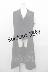 BPN FOR MEN / ロングベスト  黒 I-25-07-16-072-GO-JA-HD-ZI