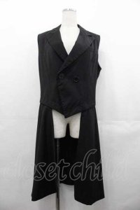BPN FOR MEN / ロングベスト  黒 I-25-07-16-072-GO-JA-HD-ZI
