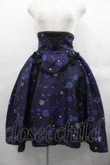 gouk 雅 / 花焔の星空柄フィッシュテールスカート  黒Ｘ紫 I-25-07-16-092-EL-SK-HD-ZI