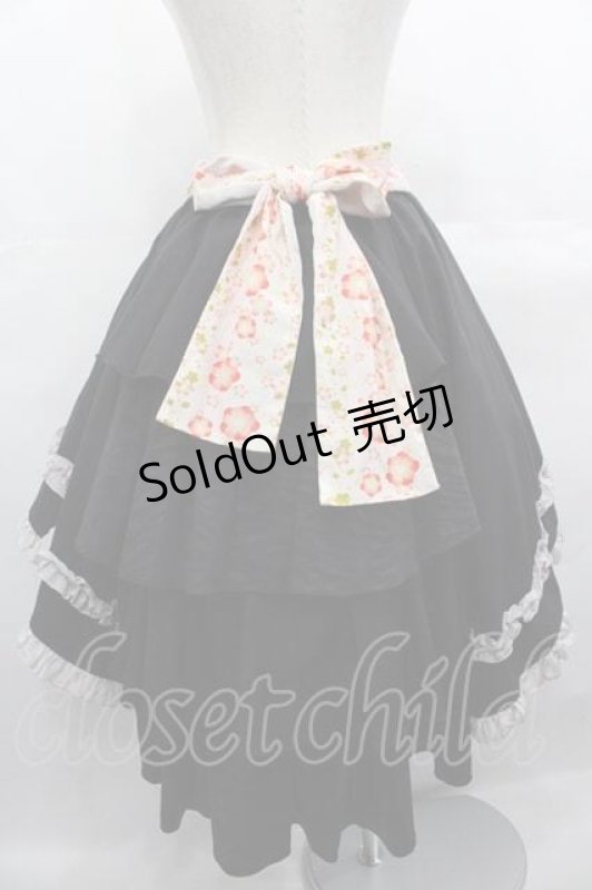 画像2: gouk 雅 / 桜プリントフリルスカート  黒Ｘピンク I-25-07-16-095-EL-SK-HD-ZI (2)