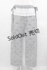 Candy Stripper / RIBBON STRIPE EASY PANTS  白Ｘ黒 I-25-07-16-099-PU-PA-HD-ZI