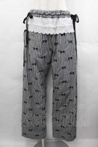 Candy Stripper / RIBBON STRIPE EASY PANTS  白Ｘ黒 I-25-07-16-099-PU-PA-HD-ZI