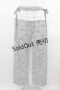 Candy Stripper / RIBBON STRIPE EASY PANTS  白Ｘ黒 I-25-07-16-099-PU-PA-HD-ZI
