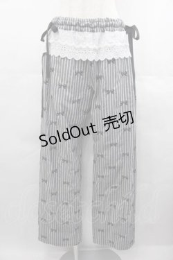 画像1: Candy Stripper / RIBBON STRIPE EASY PANTS  白Ｘ黒 I-25-07-16-099-PU-PA-HD-ZI