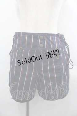 画像1: Ozz oneste / ストライプショートパンツ  ネイビーＸ赤 I-25-07-16-101-OO-PA-HD-ZI