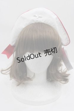 画像1: metamorphose / Little Nurseキャップ風カチューシャ  白Ｘ赤 I-25-07-16-115-ME-AC-HD-ZI