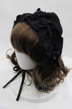 画像1: MARBLE / フリルリボンヘッドドレス  黒 I-25-07-16-119-GO-AC-HD-ZI