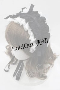 MARBLE / レースローズリボンフリルヘッドドレス  黒ｘ白 I-25-07-16-120-GO-AC-HD-ZI