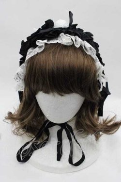 画像2: MARBLE / レースローズリボンフリルヘッドドレス  黒ｘ白 I-25-07-16-120-GO-AC-HD-ZI