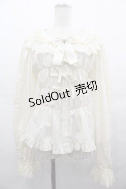 画像1: metamorphose / 【プラスサイズ】綿レースシャーリング長袖ブラウス（丸襟）  キナリ I-25-07-16-002-ME-BL-HD-ZI