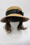 画像2: Leur Getter / フリルサテンリボン付きストローハット  ブラウンＸ黒 I-25-07-16-123-LU-AC-HD-ZTK007 (2)