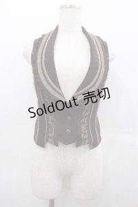 Ozz oneste / 薔薇刺繍ベスト  ブラウン I-25-07-16-014-OO-TO-HD-ZI