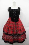 画像1: Angelic Pretty / ハイウエストタータンプリーツジャンパースカート  黒Ｘ赤 I-25-07-16-034-AP-OP-HD-ZI (1)
