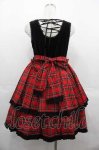 画像2: Angelic Pretty / ハイウエストタータンプリーツジャンパースカート  黒Ｘ赤 I-25-07-16-034-AP-OP-HD-ZI (2)
