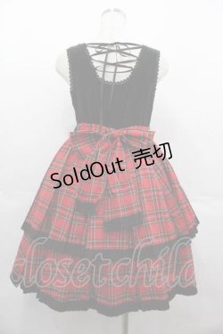 画像2: Angelic Pretty / ハイウエストタータンプリーツジャンパースカート  黒Ｘ赤 I-25-07-16-034-AP-OP-HD-ZI