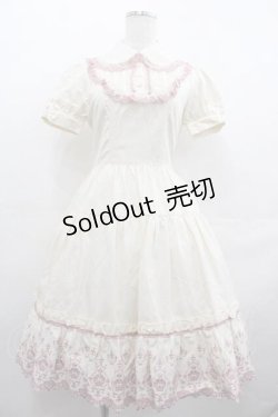 画像1: Innocent World / ロイヤルクラウン刺繍ワンピース S アイボリーＸピンク I-25-07-19-041-IW-OP-HD-ZI
