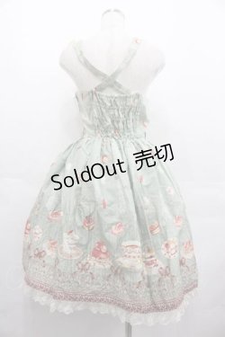 画像2: Innocent World / パリのパティスリージャストウエストジャンパースカート  グリーンｘ生成り I-25-07-19-043-IW-OP-HD-ZI