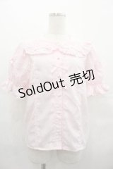 Chalmiere / トーションレース丸襟半袖ブラウス M ピンク I-25-07-19-006-LO-BL-HD-ZI