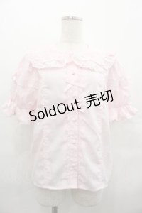 Chalmiere / トーションレース丸襟半袖ブラウス M ピンク I-25-07-19-006-LO-BL-HD-ZI