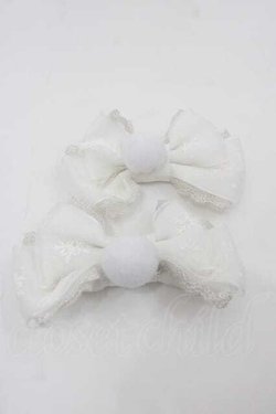 画像1: Angelic Pretty / ポンポンファーリボンクリップ  白 I-25-07-19-070-AP-AC-HD-ZI
