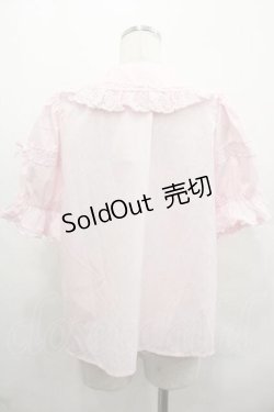 画像2: Chalmiere / トーションレース丸襟半袖ブラウス M ピンク I-25-07-19-006-LO-BL-HD-ZI
