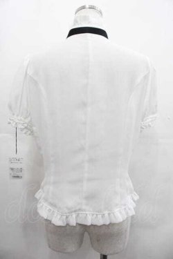画像2: Innocent World / スタンドカラーローズレースブラウス L 白Ｘ黒 I-25-07-19-007-IW-BL-HD-ZI