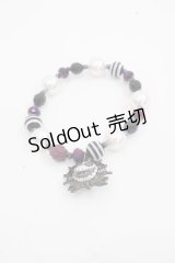 ANNA SUI / ジャックモチーフゴムブレスレット  白Ｘ黒Ｘ紫 I-25-07-19-084-PU-AC-HD-ZI