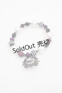 ANNA SUI / ジャックモチーフゴムブレスレット  白Ｘ黒Ｘ紫 I-25-07-19-084-PU-AC-HD-ZI