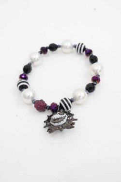 画像1: ANNA SUI / ジャックモチーフゴムブレスレット  白Ｘ黒Ｘ紫 I-25-07-19-084-PU-AC-HD-ZI