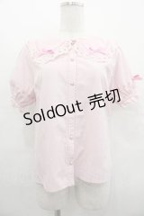axes femme kawaii / 梯子レース半袖ブラウス  ピンク I-25-07-19-008-AX-BL-HD-ZI